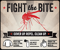 Fight the bite: protect yourself against disease-carrying mosquitoes. Cover up. Repel. Clean up. 
