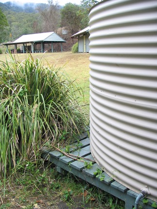 Side of a tin rain water tank